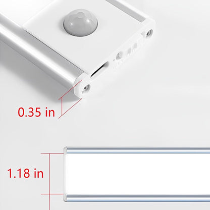 Motion Sensor LED Under Cabinet Light Rechargeable USB Powered Slim Aluminum Bar for Kitchen Closet Pantry Hallway 3 Color Temps Wireless In