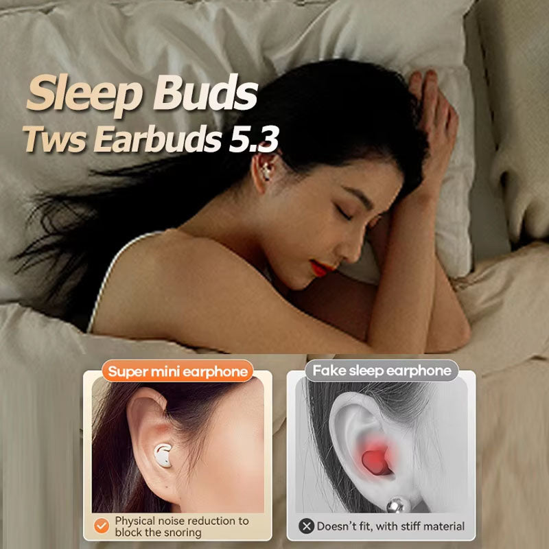 Sleep Earbuds with Passive Noise Isolation – Side Sleeper Comfort Design, 5-Hour Battery, Bluetooth 5.3, Touch Controls, Soft Silicone Fit