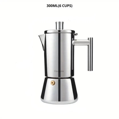 Stovetop Espresso Maker Stainless Steel – 3 Cup 6 Cup 10 Cup Options – Compatible with Gas Electric Induction – Classic Coffee Percolator