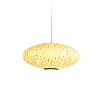 Sculptural Fabric Pendant Light with Soft LED Glow for Dining Room, Kitchen Island & Bar – Adjustable Height Modern Hanging Ceiling Fixture