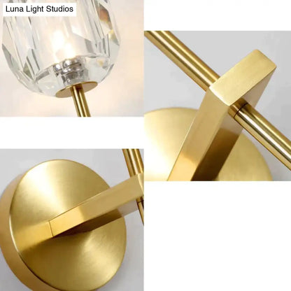 Crystal Wall Sconce with Copper Frame – Warm White LED Light Fixture for Living Room, Bedroom & Hallway