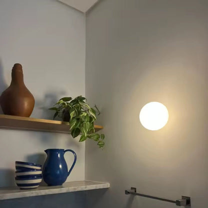 Floating Orb Wall Sconce with Frosted Glass Shade – Modern Minimalist Design for Bedroom, Bath & Hallway – Hidden Mount LED Light Fixture
