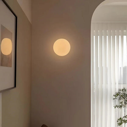 Floating Orb Wall Sconce with Frosted Glass Shade – Modern Minimalist Design for Bedroom, Bath & Hallway – Hidden Mount LED Light Fixture