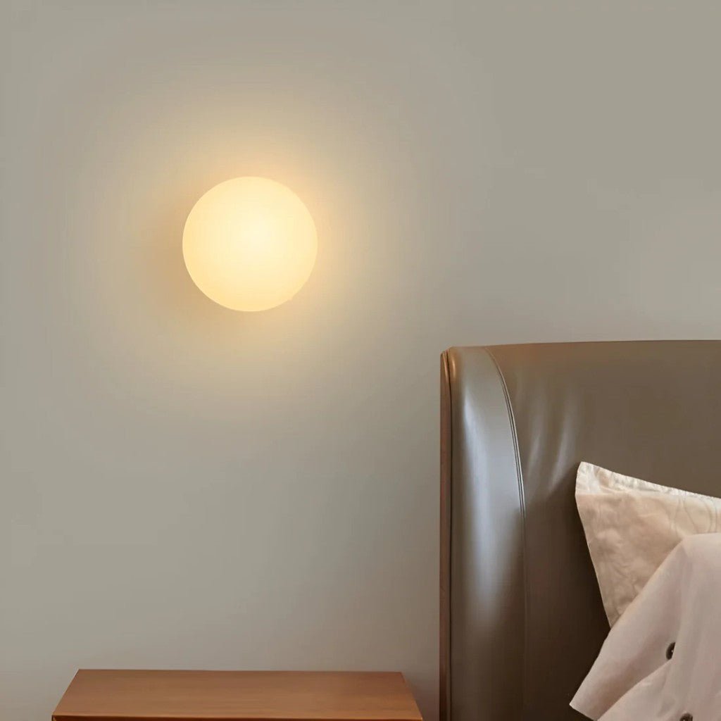 Floating Orb Wall Sconce with Frosted Glass Shade – Modern Minimalist Design for Bedroom, Bath & Hallway – Hidden Mount LED Light Fixture