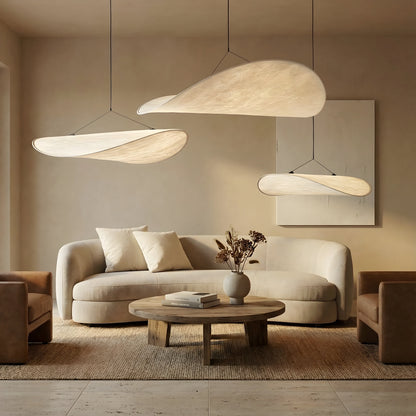 Cloud Silk Pendant Light, Japanese Minimalist Ceiling Fixture, Adjustable Hanging Lamp for Dining Room & Bedroom, Soft Ambient LED