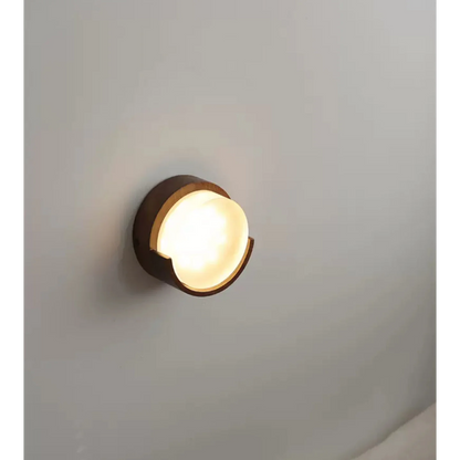 Circular Wood & Metal Sconce 6-Inch Warm LED Accent Light for Hallways Living Rooms Bedrooms Minimalist Modern Japanese-Inspired Interior Li