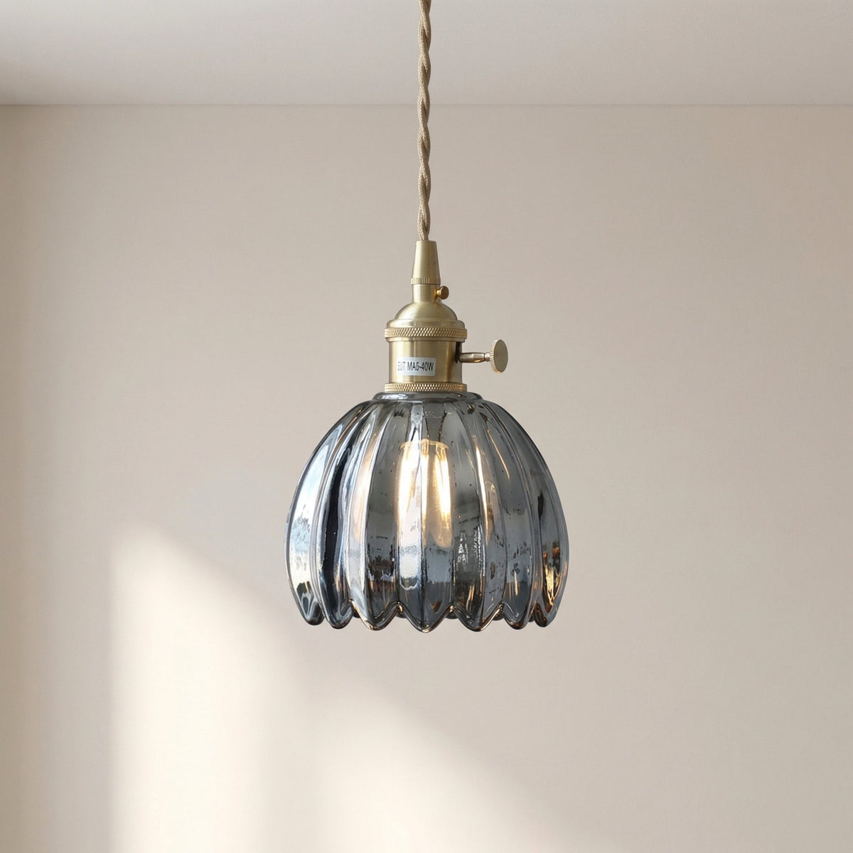 Glass Pendant Light Fixture with Adjustable Cord for Dining Room & Kitchen Island – Modern Minimalist E27 Socket Hanging Lamp
