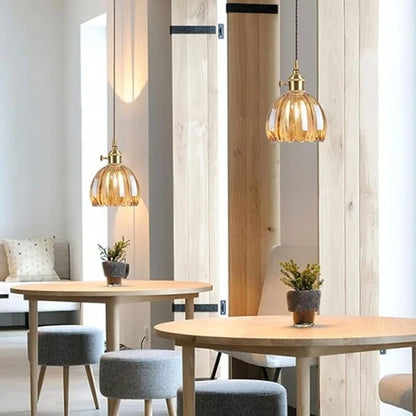 Hanging Ceiling Light Fixture with Floral Glass Shade E27 Socket for Kitchen Dining Room Bedroom Ambient Illumination Decor