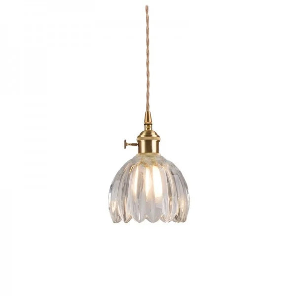 Glass Drop Ceiling Light E27 Socket Amber Shade for Kitchen Island Dining Room Hallway Living Room Retro Tulip Hanging Fixture Modern Farmho