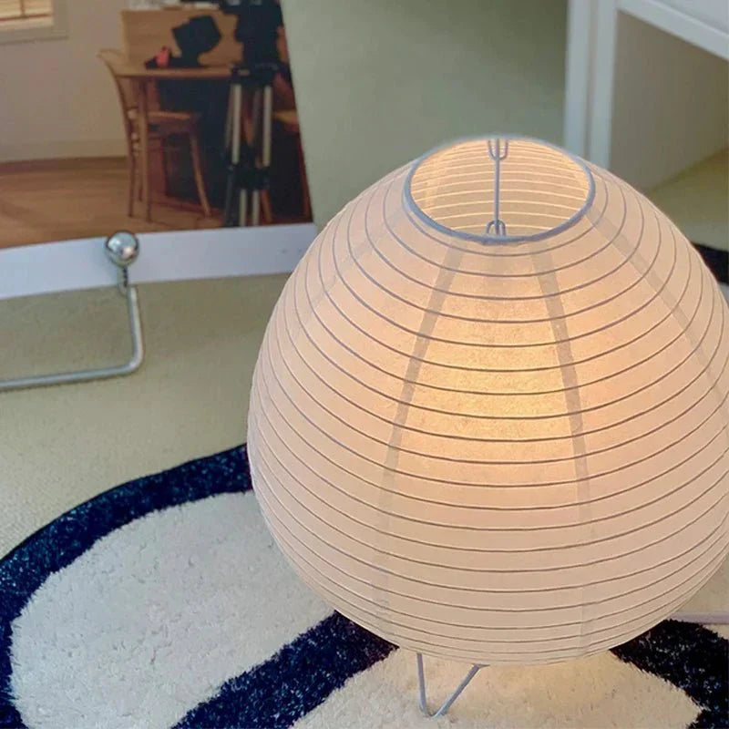 Compact Bedside Reading Lamp with Paper Shade & Aluminum Frame for Bedroom, Living Room & Office Lighting