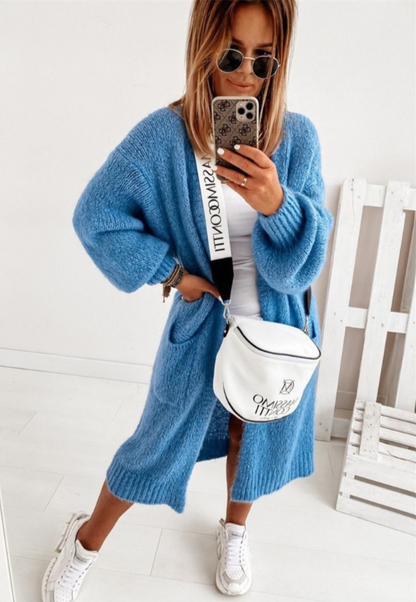 Open-Front Cardigan Sweater with Side Pockets for Women – Lightweight Knit Long Sleeve Layering Piece for Fall & Winter