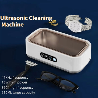 Ultrasonic Jewelry Cleaner 22oz Tank Sonic Vibration for Rings Glasses Watches Dentures 3 Timer Settings Quiet Operation Stainless Steel