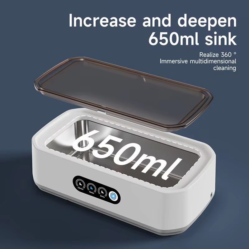 Ultrasonic Jewelry Cleaner 22oz Tank Sonic Vibration for Rings Glasses Watches Dentures 3 Timer Settings Quiet Operation Stainless Steel