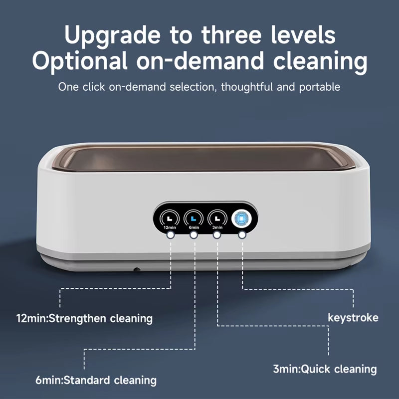 Ultrasonic Jewelry Cleaner 22oz Tank Sonic Vibration for Rings Glasses Watches Dentures 3 Timer Settings Quiet Operation Stainless Steel