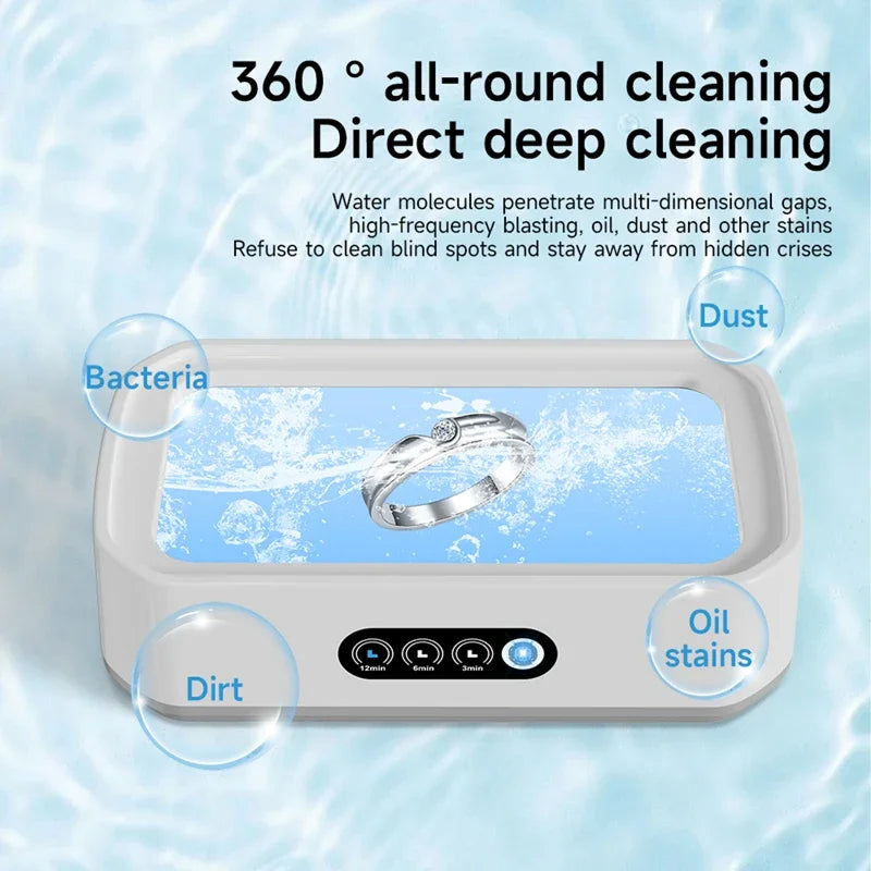 Ultrasonic Jewelry Cleaner 22oz Tank Sonic Vibration for Rings Glasses Watches Dentures 3 Timer Settings Quiet Operation Stainless Steel