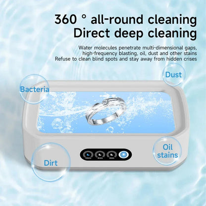Ultrasonic Jewelry Cleaner 22oz Tank Sonic Vibration for Rings Glasses Watches Dentures 3 Timer Settings Quiet Operation Stainless Steel