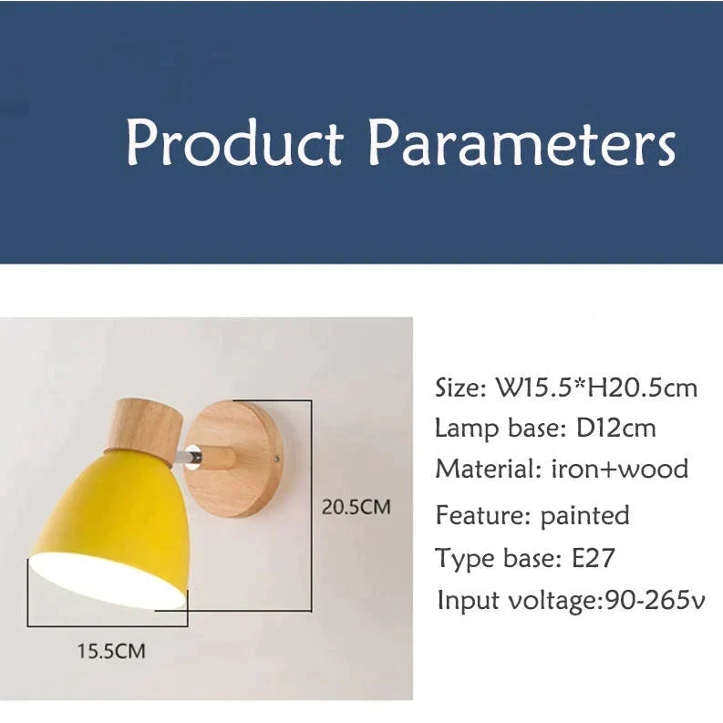 Wall-Mount Reading Sconce with Wood Accent & Adjustable Arm for Bedroom, Living Room & Home Office