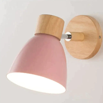 Wall-Mount Reading Sconce with Wood Accent & Adjustable Arm for Bedroom, Living Room & Home Office