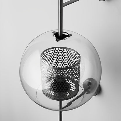 Iron & Glass Sphere Sconce 10 in Black Fixture Warm 3000K E27 Socket Bedroom Hallway Reading Nook Ambient Lighting for Modern Industrial Far