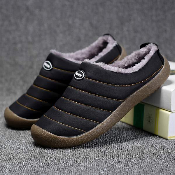 Men's Fleece-Lined Slippers with Non-Slip Sole for Indoor & Outdoor Winter Comfort