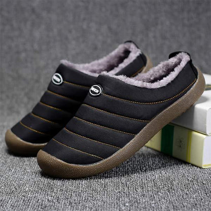 Men's Fleece-Lined Slippers with Non-Slip Sole for Indoor & Outdoor Winter Comfort