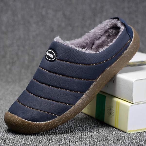 Men's Fleece-Lined Slippers with Non-Slip Sole for Indoor & Outdoor Winter Comfort
