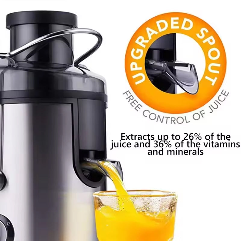 High-Power Centrifugal Juice Extractor with Wide-Mouth Feeder & 2-Speed Control for Whole Fruits & Vegetables – 800W Motor