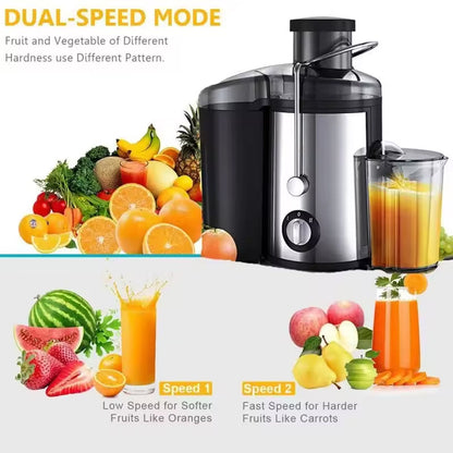 High-Power Centrifugal Juice Extractor with Wide-Mouth Feeder & 2-Speed Control for Whole Fruits & Vegetables – 800W Motor