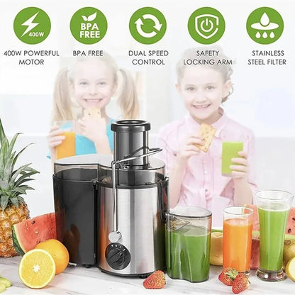 High-Power Centrifugal Juice Extractor with Wide-Mouth Feeder & 2-Speed Control for Whole Fruits & Vegetables – 800W Motor