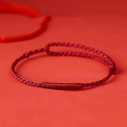 Handwoven Red Thread Bracelet with Sacred Beads for Good Luck and Spiritual Protection | Adjustable Cord Blessing Bracelet for Men Women