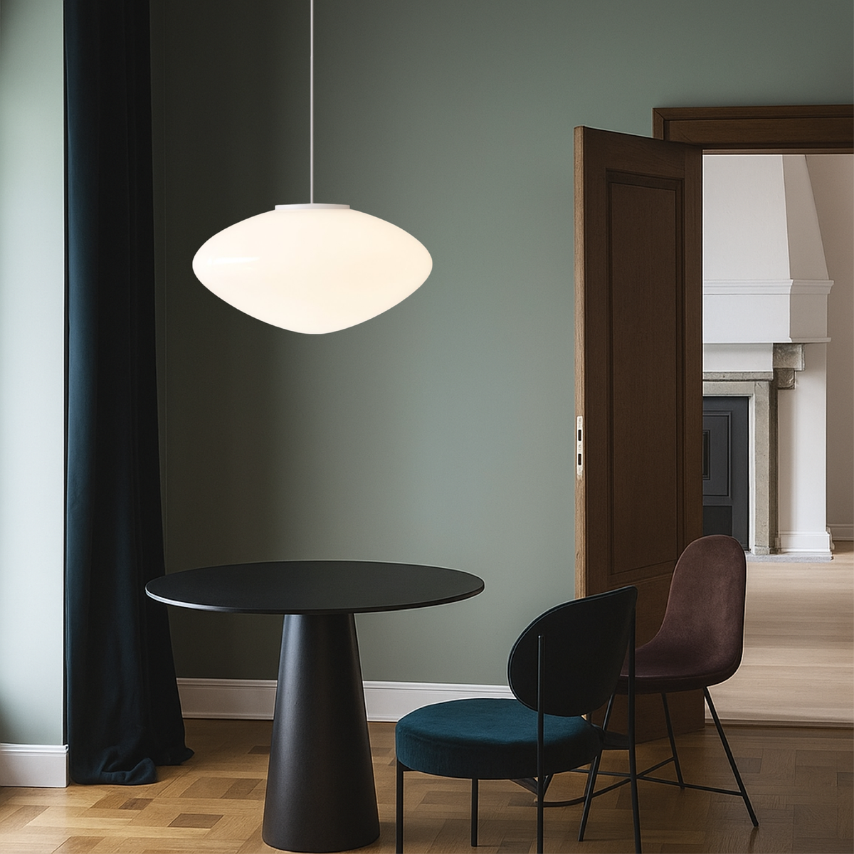 Modern Nordic Pendant Light with LED – Adjustable Height Metal & Glass Ceiling Lamp for Kitchen Island, Dining Room, Living Room
