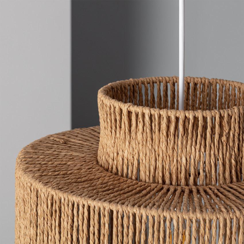 Woven Raffia Hanging Lamp 16-Inch Natural Fiber Shade Boho Dining Room Pendant Light with E27 Socket for Kitchen Island Living Room