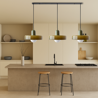 Triple Glass Hanging Light 39 in Wide Black Finish Adjustable Cable Kitchen Island Dining Table Ceiling Fixture Warm 3000K G9 Socket for Ope