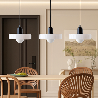 Triple Glass Hanging Light 39 in Wide Black Finish Adjustable Cable Kitchen Island Dining Table Ceiling Fixture Warm 3000K G9 Socket for Ope