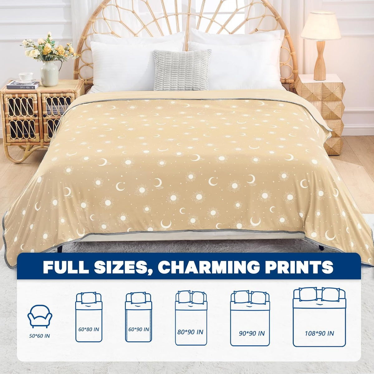Cozy Comfort | Cooling Blanket with Double-Sided Fabric | Lightweight Summer Blanket for Hot Sleepers and Travel