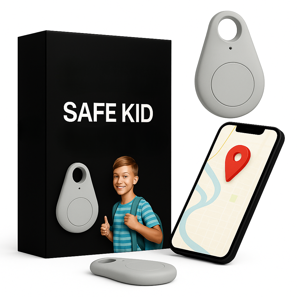 Kids GPS Tracking Tag with Real-Time Location & Emergency Button – Waterproof Clip-On Safety Device for Backpack or Clothing