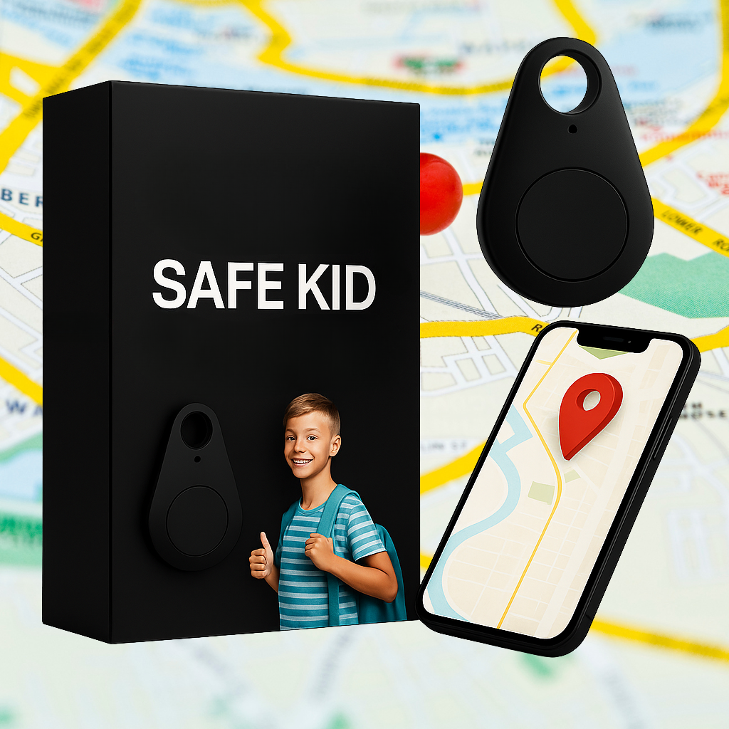 Kids GPS Tracking Tag with Real-Time Location & Emergency Button – Waterproof Clip-On Safety Device for Backpack or Clothing