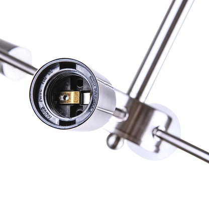 Eight-Arm Metal Pendant Light 24 in Black Brass Chrome Nickel Multi-Bulb Semi-Flush Fixture for Dining Room Kitchen Living Room Contemporary