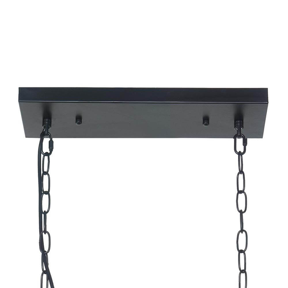 Linear Five-Light Hanging Fixture Black Metal Crystal Glass 35 inch for Kitchen Island Dining Room Table Adjustable Drop Ceiling Lamp Modern