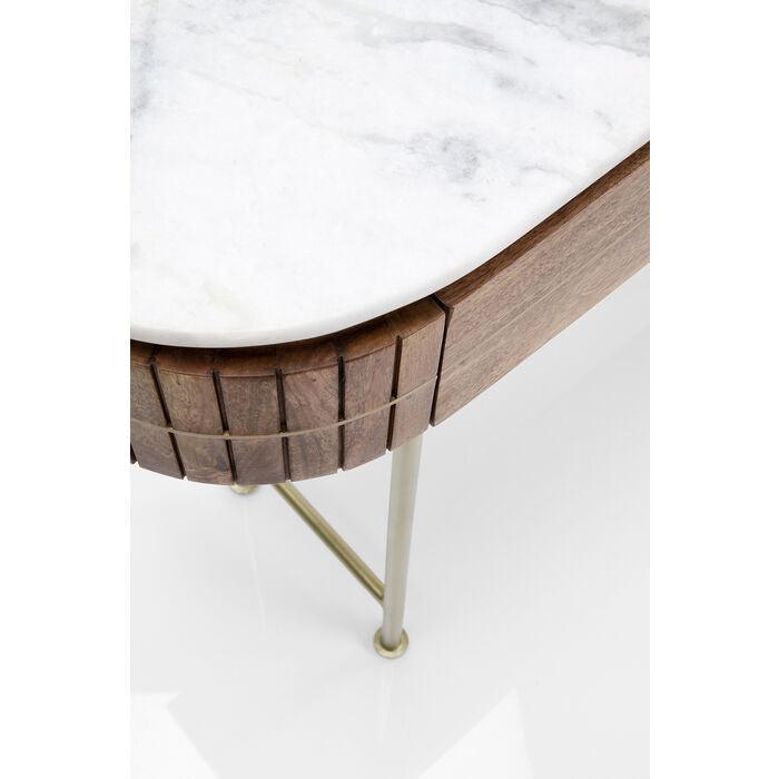 Entryway Table with Marble Top 39 in Natural Mango Wood Gold Metal Base 2 Drawers for Foyer Living Room Bedroom Storage Hallway Furniture