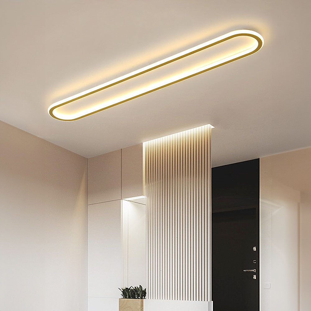 Flush Mount LED Ceiling Light Oval Low Profile Black White for Bedroom Hallway Entry Foyer Contemporary Overhead Lighting Modern Minimalist