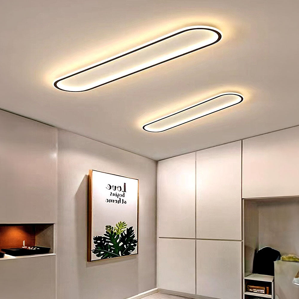 LED Flush Mount Hallway Light Oval Shape Low Profile for Bedroom Living Room Kitchen 12-24 Inch Adjustable Color Temperature Indoor