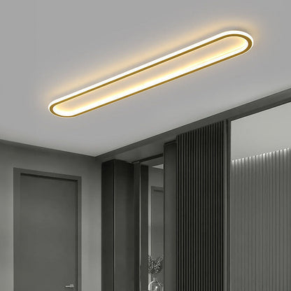 Flush Mount LED Ceiling Light Oval Low Profile Black White for Bedroom Hallway Entry Foyer Contemporary Overhead Lighting Modern Minimalist