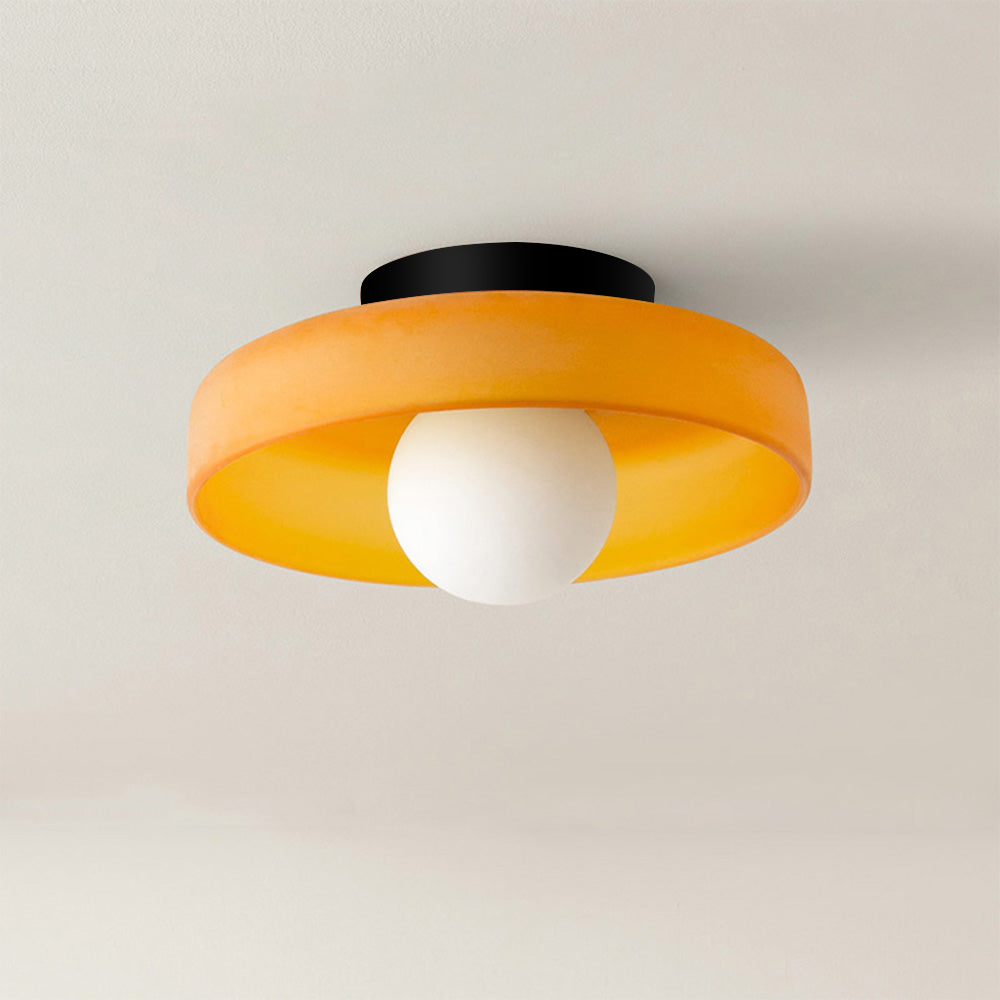 Glass Globe Flush Mount Light Fixture 8 in Amber Glow for Bedroom Wall Ceiling Modern Home Decor Sconce Versatile Installation