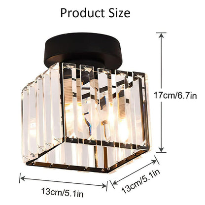 Flush Mount Crystal Light Fixture E27 Socket Black Gold for Bedroom Living Room Hallway Indoor Home Décor Compact Reflective Shade Elegant A