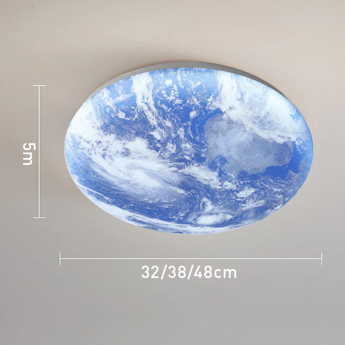 Round Flush Mount LED Ceiling Light with Lunar Surface Design Wood & Acrylic 19 in Diameter for Bedrooms Living Rooms Hallways Modern Ambien