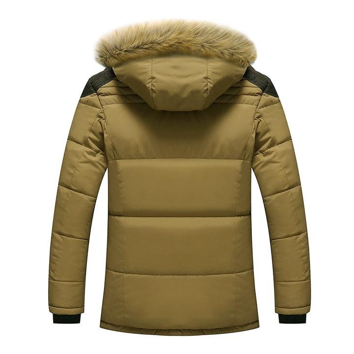 Men's Heavyweight Winter Parka with Removable Hood – Windproof Waterproof Fleece-Lined Jacket for Cold Weather