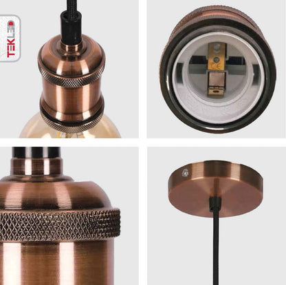 Retro Edison Socket Hanging Lamp with 61-Inch Adjustable Cord for Dining Tables and Kitchen Islands