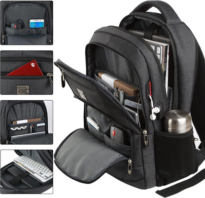 Tech Backpack for Laptops Up to 15.6 Inches with Integrated USB Power Port & Hidden Security Pocket | Polyester Daypack for College Students
