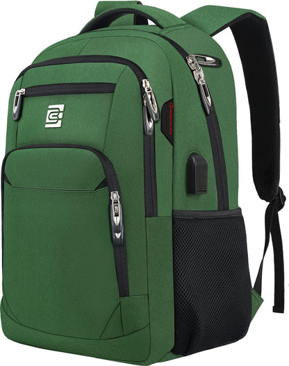 Tech Backpack for Laptops Up to 15.6 Inches with Integrated USB Power Port & Hidden Security Pocket | Polyester Daypack for College Students